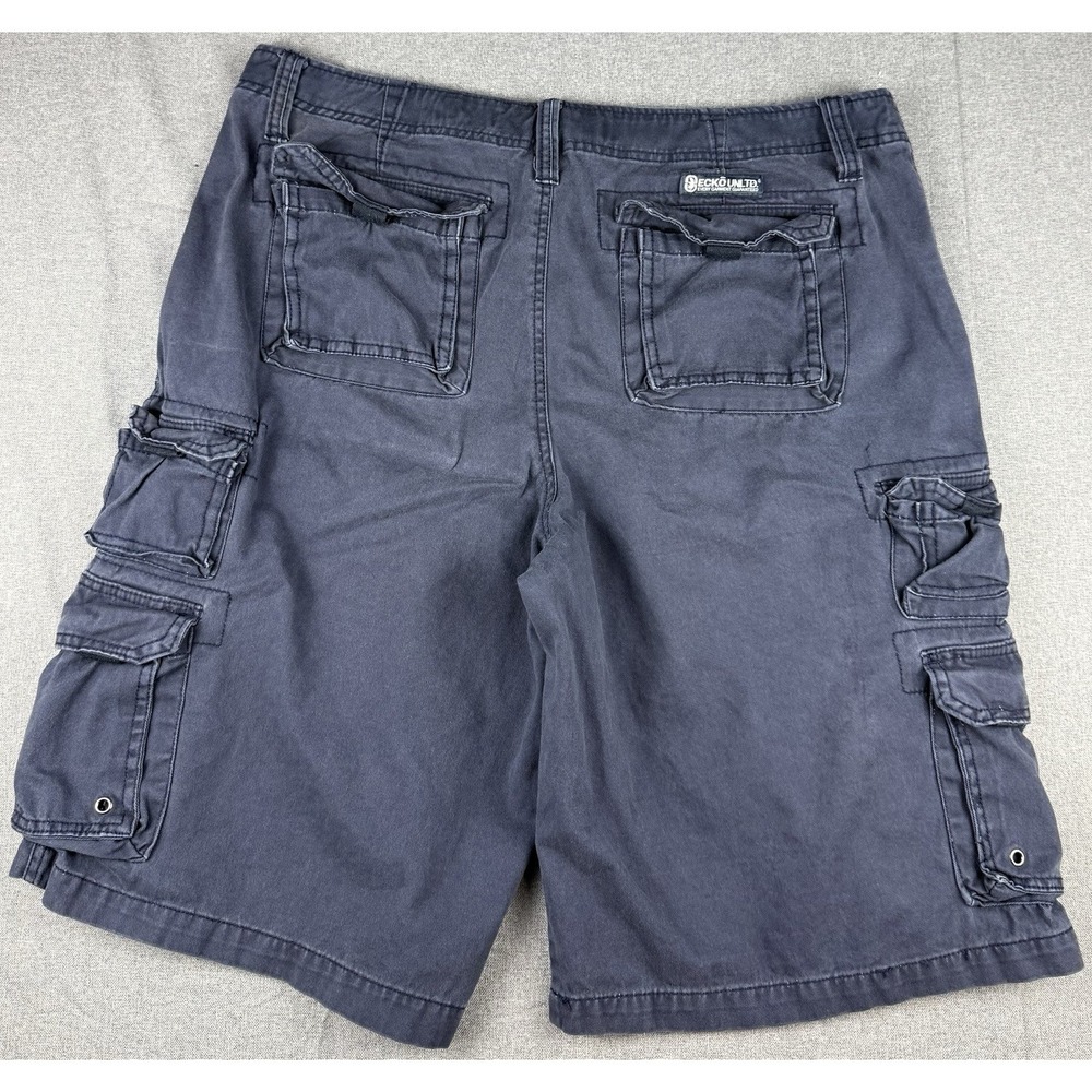 Ecko Unltd Cargo Shorts Mens 36 Gray Multi Pocket Casual Utility - Picture 2 of 11